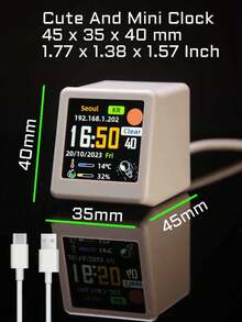 Teckwe Desktop Mini Super Intelligent Weather Clock With Multifunctional Display Of Weather Conditions, Temperature And Humidity, Date And Time, With GIF Animation