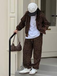 Dazy Kids Tween Girls Leopard Print Jacket Set - Brown - View 3