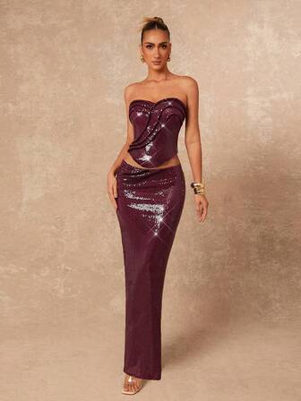 Lumalex Top corto ajustado con bustier decorado con lentejuelas y cuentas para mujeres