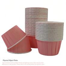 50个装纸杯蛋糕托，玛芬蛋糕衬垫，防油烘焙衬垫，带铝箔边，适合与家人朋友在家庭厨房或学校举办派对、万圣节庆祝活动。 - 粉色 - 查看 7