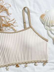 SHEIN 3pcs Girls Swimsuit Set, Asymmetrical Beach Dress, Fashion Casual Beach Vacation Crop Tops Teen Girl Crop Top Set For Tween Summer Top Teen Girl Beach Teen Girl Summer Top Tween Crop Top Crop Top Tween Girls Khaki Beach Outfit Seashell Bathing Suit Modest Bikini Set Three-Piece Swimsuit Three-Piece Bathing Suit Three Piece Swimsuit Set Three Piece Bathing Suit - Multicolor - View 4