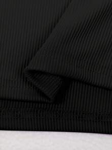 Manfinity Plus Size Men's Solid Color Turtleneck Ribbed Casual Versatile Tank Top - Black - View 4