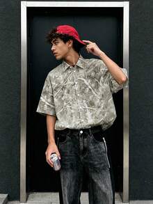 SWAVVY Men's Casual Short Sleeve Camo Shirt, Simple And Fashionable, Suitable For Summer - Light Grey - View 1