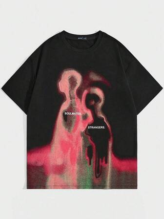 Street Life Maglietta a maniche corte da uomo con stampa di mappa termica di sagome astratte, stile retrò di strada, adatta per l'estate