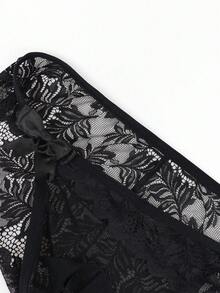 DrisQ DrisQ Lencería sexy para hombres con lazo negro elegante, encaje negro seductor, ajuste delgado y malla negra hueca en la cintura - Negro - Ver 5
