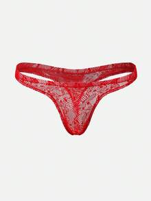 1件红色蕾丝透明丁字裤