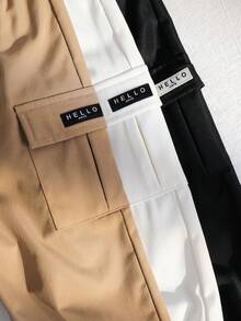 SHEIN 男婴休闲字母贴布翻盖口袋束口裤 - 彩色 - 查看 6