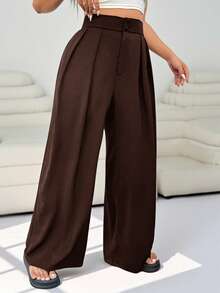 Solflare Chocolate Brown Plus Size Suit Pants - Chocolate Brown - View 3