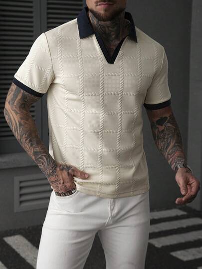 Manfinity Homme Men's Contrast Color Short Sleeve Casual Commute Polo Shirt