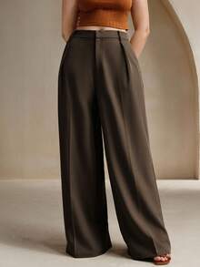 Anewsta 咖啡色大码休闲通勤优雅时尚女士西装裤