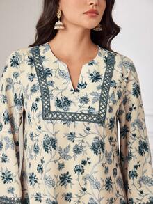 SHEIN Najma Elegant Floral Patchwork Minimalist Commuter Style Young Women's Dress - Multicolor - View 7