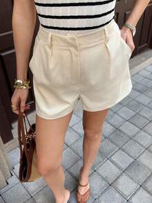 Solivie 女士时尚百搭通勤短裤，夏季 - 白色 - 查看 7