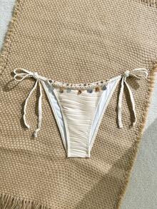 SHEIN Swim Vcay Bộ sưu tập đồ bơi nữ mới năm 2026: Thích hợp cho đi học, nghỉ lễ, hẹn hò, trà chiều, phong cách miền Tây, du thuyền, bãi biển, đảo, du lịch đường bộ, mọi mùa, lễ hội âm nhạc, kỳ nghỉ Boho, kỳ nghỉ Bohemian, mùa thu thư giãn, phong cách Boho miền Tây, áo bơi nữ thanh lịch với chất liệu vải dệt họa tiết, đính sequin và trang trí vỏ sò, đồ bơi nữ dễ thương và gợi cảm cho bãi biển/khu nghỉ dưỡng, quần bikini xếp ly, quần bikini buộc dây, đồ bơi họa tiết vỏ sò, bikini tua rua. - Nhiều màu - Xem 5