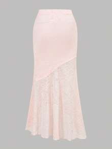 SHEIN Girlism Bộ đồ cho bé gái tuổi teen, phong cách tối giản, thoải mái gồm áo tank top vạt bất đối xứng và chân váy đuôi cá. - Hồng - Xem 9
