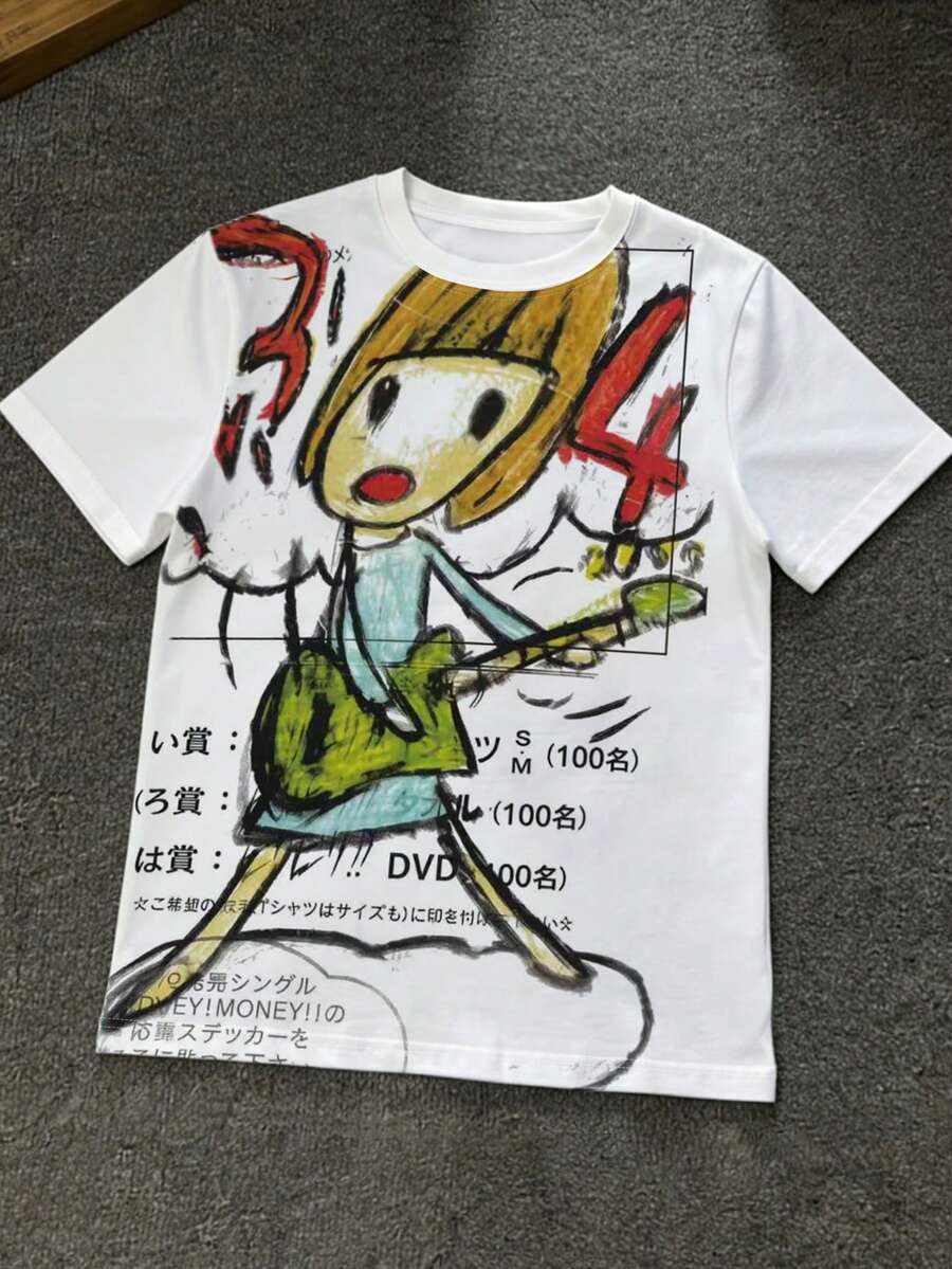 Manfinity Dauomo Men's Y2K 3D Anime Graphic Cropped T-Shirt | Short Sleeve Round Neck Casual Top With Applique Detail, Machine Washable Spring Summer Fall Fashion Tee, Anime T Shirt, Pop Culture Apparel, Quality Craftsmanship, Everyday, Durable Fabric - Multicolor - View 1