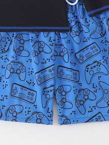 2pcs Tween Boys Swimwear Set - Video Game Print Swim Trunks & Swim Shorts, Summer Beach Outfit  Boys Swim Rash Guard Boys Long Sleeve Swim Tween Rash Guards Tween Boys Swim Shirt Boys Swim Trunks