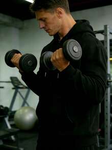 GymBeat Sudadera con capucha casual con cordón y estampado para hombres - Negro - Ver 4
