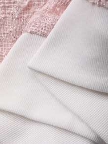 Dazy Plus 大码撞色方领短袖宽松粉色T恤，春夏款 - 粉色 - 查看 3