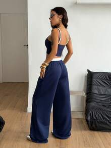 Coolane Bộ đồ thể thao nữ mùa xuân/mọi mùa gồm áo tank top và quần nỉ giả len, 2 món, thích hợp mặc đi học. - Nhiều màu - Xem 2