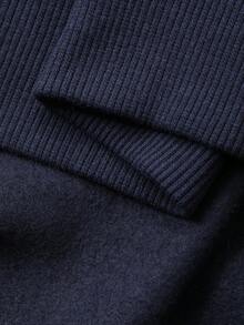 DAZY Sudadera casual holgada de cuello redondo, manga larga y hombros caídos con estampado de letras para adolescentes - Azul Marino - Ver 8