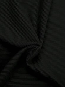 Manfinity Plus Size Men's Solid Color Turtleneck Ribbed Casual Versatile Tank Top - Black - View 5