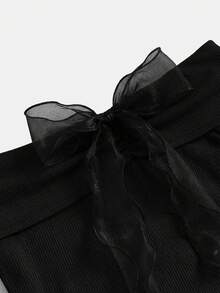 Girlism Tween Girl Off-Shoulder Bowknot Long Sleeve T-Shirt Top, Back-To-School Outfit,Cute Tops School,Pink Top,Fall Tops,Preppy Tops/Valentine Day Kids/ Valentine Day/ Summer/Summer Outfits Summer Outfits - Black - View 5