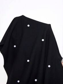 SHEIN Clasi Camiseta de mujer elegante con detalles contrastantes y tachuelas, para verano - Negro - Ver 5