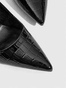 CUCCOO SZL Giày cao gót mũi nhọn cho nữ, màu nâu, giày thời trang cho ngày Valentine. - Đá vân 7639 màu đen - Xem 6