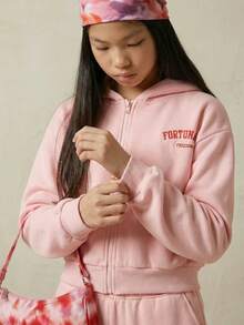 Casuvi Kids 2pcs/Set Teen Girls Zip-Up Hoodie Sweatshirt And Casual Loose Sports Long Pants Suit Fall Winter