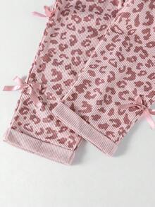 SHEIN ChillGRL Young Girls Casual Leopard Print Overalls, Pink Bow Decor, Loose Straight Leg, Soft & Comfortable Fabric, Suitable For Daily Casual Wear, School And Commute, Spring/Summer/Autumn/Winter - Pink - View 7