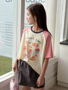 DAZY Tween Girls' Casual Colorblock Sweet Print T-Shirt, Summer - White - View 7