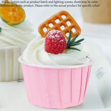 50个装纸杯蛋糕托，玛芬蛋糕衬垫，防油烘焙衬垫，带铝箔边，适合与家人朋友在家庭厨房或学校举办派对、万圣节庆祝活动。 - 粉色 - 查看 1