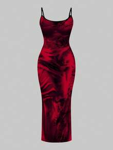 Slaydiva Đầm maxi slip dáng suông tối giản, gợi cảm, phối màu đen và đỏ tương phản, thích hợp cho nữ, phù hợp cho kỳ nghỉ xuân/hè. - Nhiều màu - Xem 2