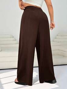 Solflare Chocolate Brown Plus Size Suit Pants - Chocolate Brown - View 2