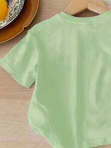 SHEIN LMoss Kids 2pcs Set Pakaian Rumahan Kasual Motif Bunga Daisy untuk Bayi Perempuan, Kaos dan Celana Pendek, Cocok untuk Musim Panas - MultiWarna - View 4