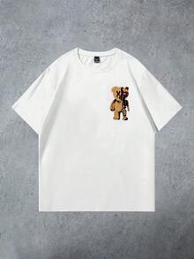 Manfinity LEGND 男士卡通印花圆领休闲百搭通勤短袖T恤 - 白色 - 查看 2