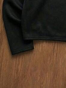 TOKVUE 男士休闲樱花标语套头T恤，春季版 - 黑色 - 查看 5