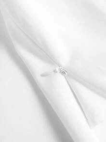 GlowEve CURVE 大码V领荷叶边腰身A字短袖白色衬衫，优雅百搭，适合工作、约会等场合，适合多种体型，女士设计上衣 - 白色 - 查看 3