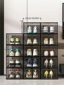 1个全硬质六面透明塑料防氧化收纳展示盒，透明鞋盒，家用运动鞋收藏收纳整理盒，四季鞋履收纳整理盒，运动鞋展示盒，可堆叠，耐用，轻便，易于组装，防尘保护，运动鞋收藏家收纳方案