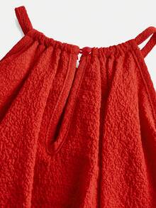 Young Girl's Elegant Layered Cake Halter Dress, Red, Suitable For Summer, Valentine's Day, Vacation, Girls' Valentine's Day Dress, Valentine's Day Gift - Red - View 5
