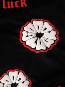 PAVTROS Áo thun nam tay ngắn cổ tròn in chữ và hoa - màu đen - Xem 5