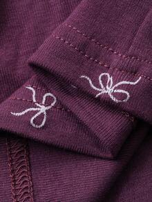DAZY Conjunto de pijama de 3 piezas con top de tirantes, cárdigan y pantalones con estampado de lazo de primavera, bloques de color y encaje - Morado - Ver 7