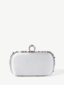 SHECARRY 女士晚宴包、手拿包、斜挎包，时尚奢华，镶钻闪耀，适合鸡尾酒会、派对、舞会、俱乐部、约会、生日、晚宴、宴会、情人节、新年等场合。 - 銀色 - 查看 4