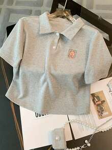 Franclia 修身 Polo 领短袖上衣 + 侧袋短裤 - 灰色 - 查看 3