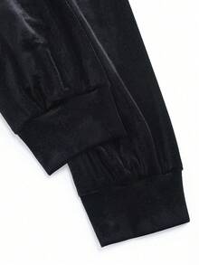 GlowEve CURVE Women's Velvet Patchwork Mesh Sequin Waist A-Line Elegant Everyday Commute Fashion French Street Retro Versatile Christmas Party New Year Holiday Business Black Long Sleeve Dress, Autumn/Winter Black Dinner Dress Black Sparkle Dress Black Star Dress Black Glitter Dress