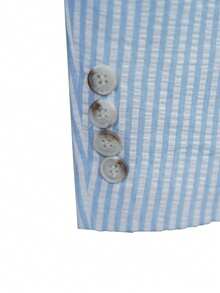 Manfinity Mode Men's Striped Lapel NeckLong Sleeve Single-Breasted Casual/Business Suit Jacket - Blue - View 3