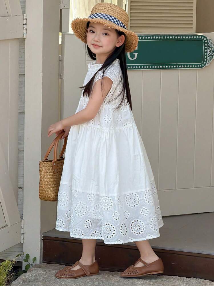 Young Girls Solid Color Minimalist Casual Dress
