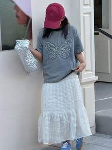 Dazy Kids Girls Denim Round Neck Blouse