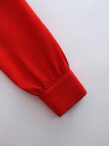 GlowEve Red Elegant Long Evening Dress, Waist Cinched Long Sleeve Dress, Middle Eastern Style Dress, French Luxurious Chic Long Gown - Red - View 6