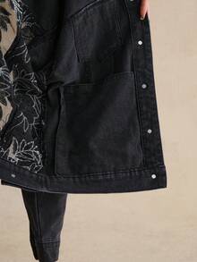 Anewsta 女士优雅性感蕾丝浪漫派对度假黑色长袖衬衫搭配牛仔裤，春夏款